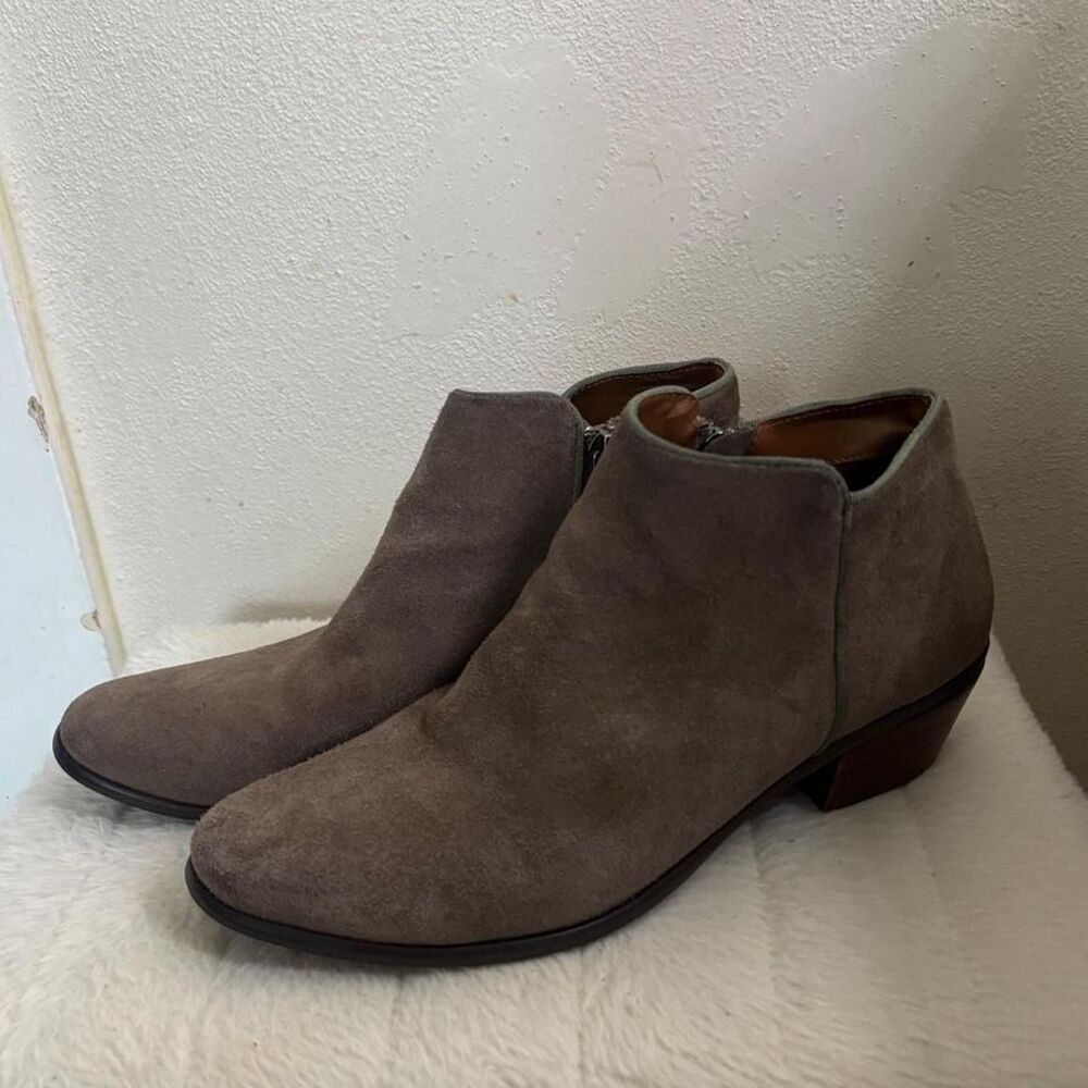 Brown Suede Leather Ankle Boots w/ Small Block Heel Size US 9
